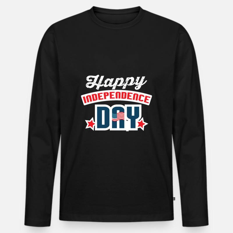 Independence Day 4. Juli - Männer Premium Bio Langarmshirt - Schwarz