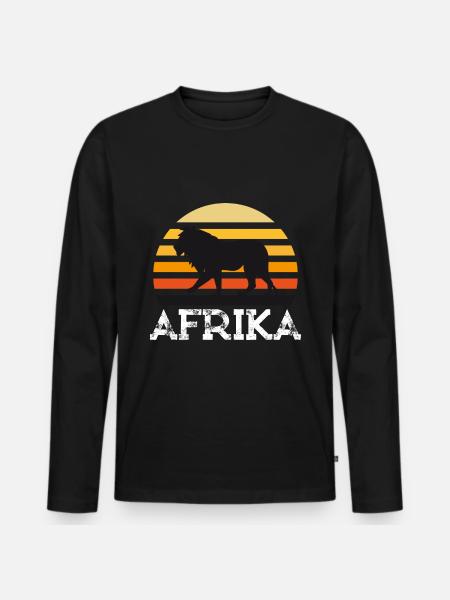Afrika Löwe Geschenk für Afrikafan - Männer Premium Bio Langarmshirt - Schwarz
