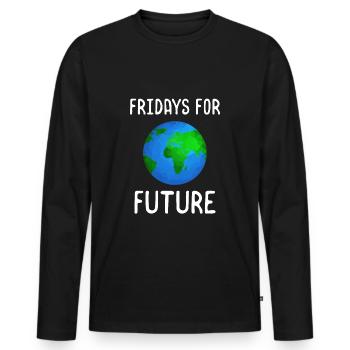 Fridays For Future Changement climatique Démonstration - T-shirt manches longues Premium bio Homme - noir - Devant - Nico (187cm)
