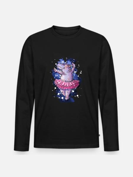 Hippopotamus ballet flodhest ballerina flodhest fan - Premium økologisk langærmet T-shirt til mænd - sort