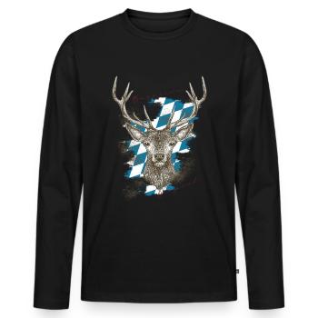 - Bavarian Original Hirsch Bayern - Men's Premium Organic Long Sleeve Shirt - black - Front - Nico (187cm)