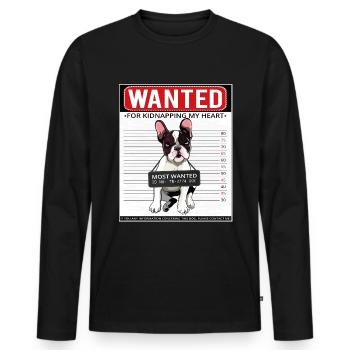 French Bulldog retro Geschenk Shirt - Männer Premium Bio Langarmshirt - Schwarz - Vorne - Nico (187cm)