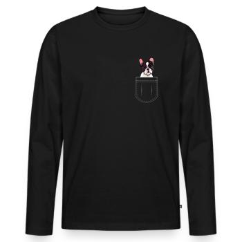 French Bulldog retro Geschenk Shirt - Männer Premium Bio Langarmshirt - Schwarz - Vorne - Nico (187cm)