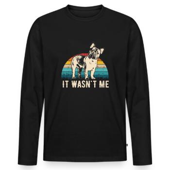 Chemise cadeau rétro Bouledogue Français - T-shirt manches longues Premium bio Homme - noir - Devant - Nico (187cm)