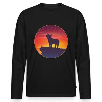 Chemise cadeau rétro Bouledogue Français - T-shirt manches longues Premium bio Homme - noir - Devant - Nico (187cm)