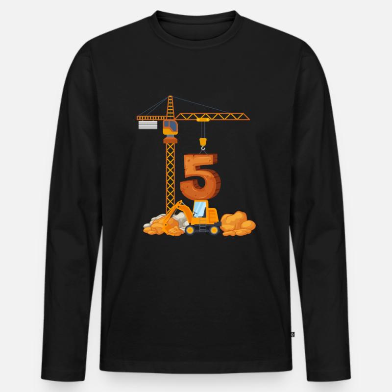 Bagger Geburtstagsgeschenk 5 Jahre Baustelle - Männer Premium Bio Langarmshirt - Schwarz