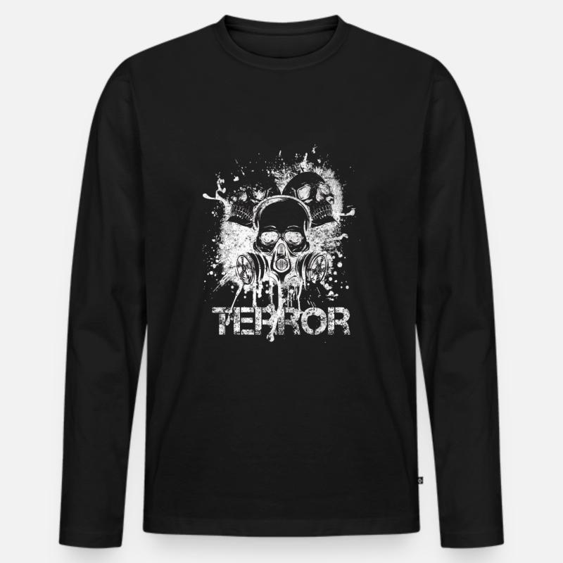 Terror Uptempo Speedcore Skull Geschenk - Männer Premium Bio Langarmshirt - Schwarz