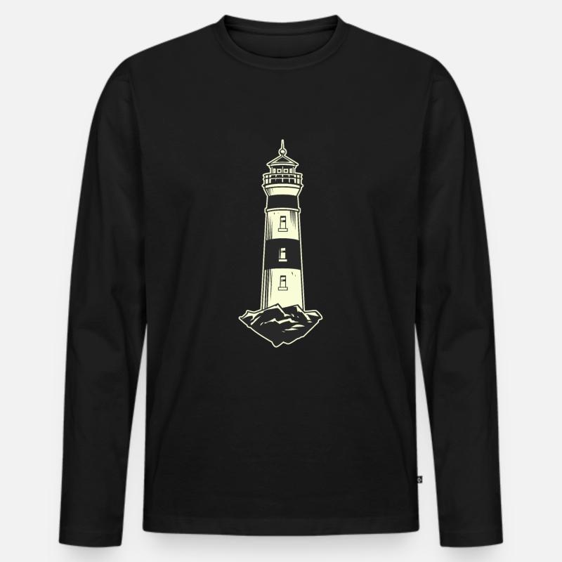 Leuchtturm Lighthouse - Männer Premium Bio Langarmshirt - Schwarz