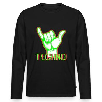 Techno Music - Men's Premium Organic Long Sleeve Shirt - black - Front - Nico (187cm)
