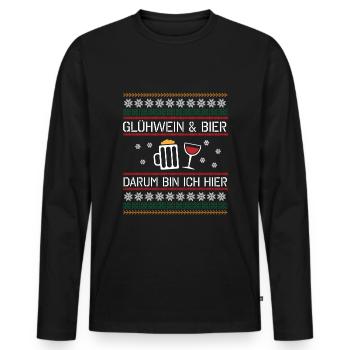 Ugly Christmas Glühwein Bier Geschenk - Männer Premium Bio Langarmshirt - Schwarz - Vorne - Nico (187cm)