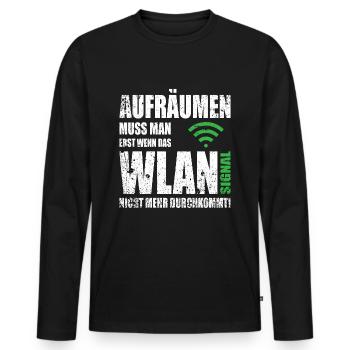 Computerfreak WLAN Spruch - Männer Premium Bio Langarmshirt - Schwarz - Vorne - Nico (187cm)