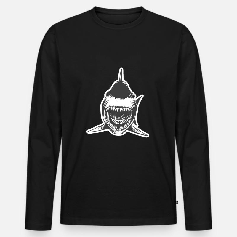Hai Shark - Männer Premium Bio Langarmshirt - Schwarz