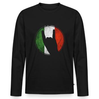 Funny Italian Shirt Italy for Italians - Men's Premium Organic Long Sleeve Shirt - black - Front - Nico (187cm)