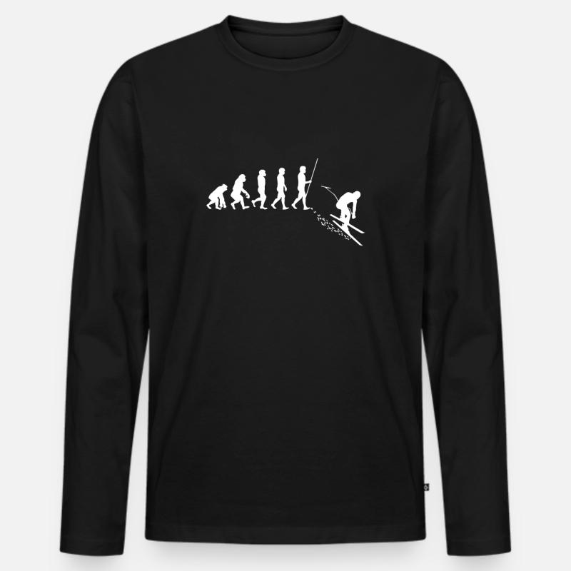 Ski Evolution - Männer Premium Bio Langarmshirt - Schwarz