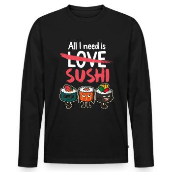 Japan Otaku Anime Sushi Kawaii Geschenk - Männer Premium Bio Langarmshirt - Schwarz - Vorne - Nico (187cm)