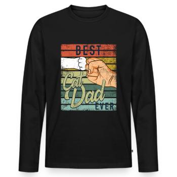Best Cat Dad Ever - Men's Premium Organic Long Sleeve Shirt - black - Front - Nico (187cm)
