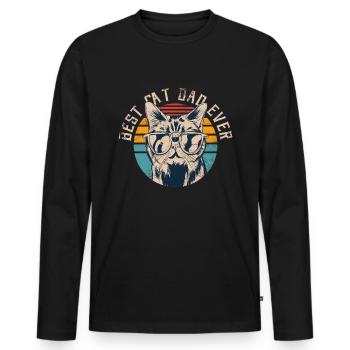 Best Cat Dad Ever - Men's Premium Organic Long Sleeve Shirt - black - Front - Nico (187cm)