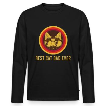 Best Cat Dad Ever - Men's Premium Organic Long Sleeve Shirt - black - Front - Nico (187cm)