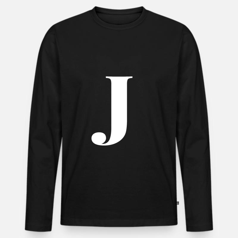 J Letter - Männer Premium Bio Langarmshirt - Schwarz
