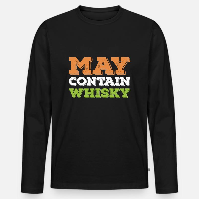 May Contain Whisky - Männer Premium Bio Langarmshirt - Schwarz