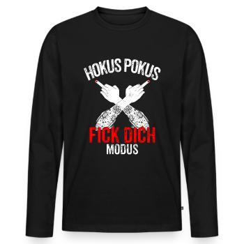 Hokus Pokus Fick Dich Mittelfinger Frauen Tattoo - Männer Premium Bio Langarmshirt - Schwarz - Vorne - Nico (187cm)