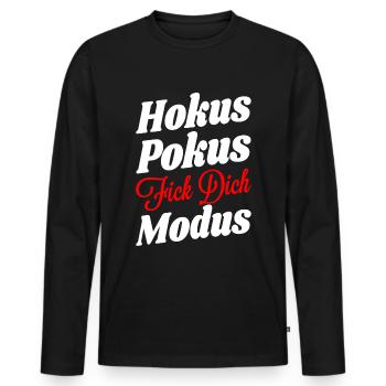 Hokus Pokus Fick Dich Modus - Männer Premium Bio Langarmshirt - Schwarz - Vorne - Nico (187cm)