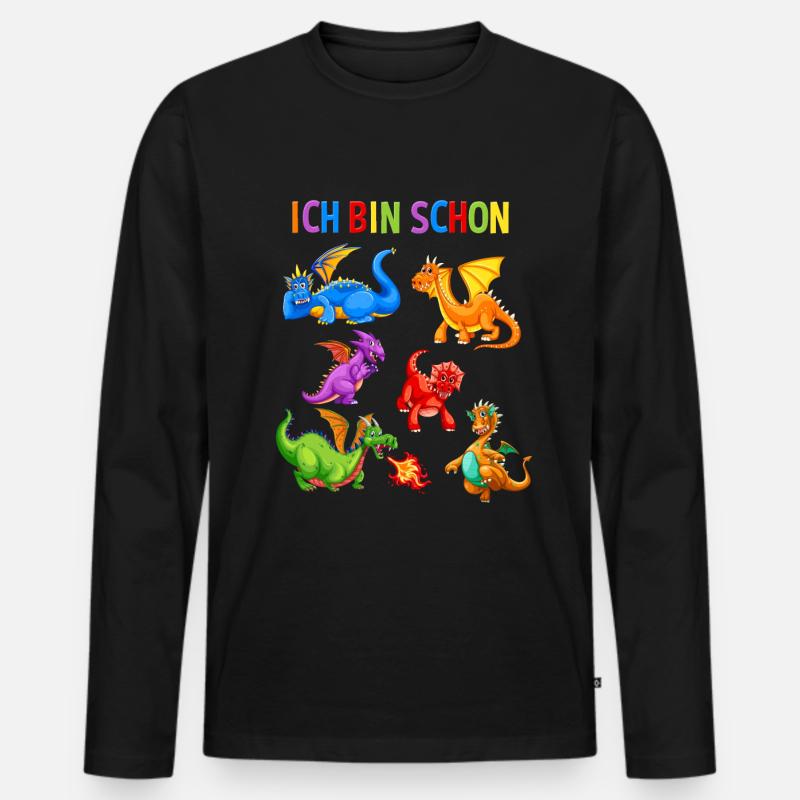 6. Geburtstag Jungen Drachen Dino Geschenk - Männer Premium Bio Langarmshirt - Schwarz