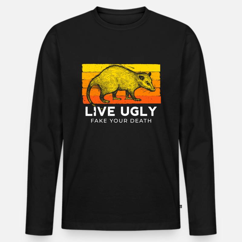 Opossum Lustig - Männer Premium Bio Langarmshirt - Schwarz