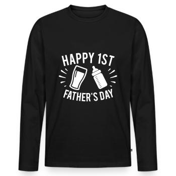 First Father's Day gift gift idea - Men's Premium Organic Long Sleeve Shirt - black - Front - Nico (187cm)