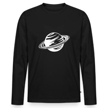 Planet Saturn - Männer Premium Bio Langarmshirt - Schwarz - Vorne - Nico (187cm)