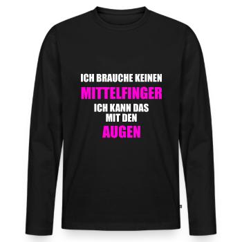 Mittelfinger Sprüche Lustig Spaß - Männer Premium Bio Langarmshirt - Schwarz - Vorne - Nico (187cm)