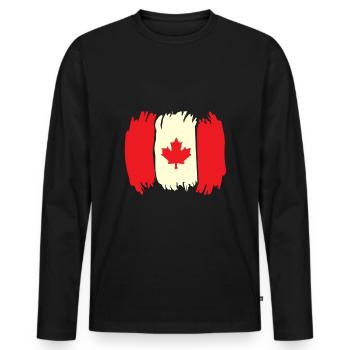 Drapeau du Canada - T-shirt manches longues Premium bio Homme - noir - Devant - Nico (187cm)