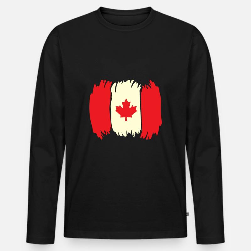 Kanada Flagge - Männer Premium Bio Langarmshirt - Schwarz