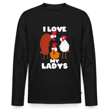 chicken - Men's Premium Organic Long Sleeve Shirt - black - Front - Nico (187cm)
