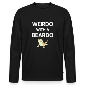 Weirdo with a Beardo, retro vintage Bearded Dragon - Men's Premium Organic Long Sleeve Shirt - black - Front - Nico (187cm)