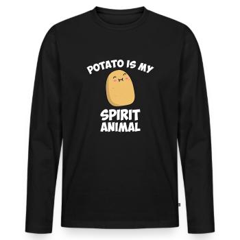 Potato clothing, Potato is my spirit animal - Men's Premium Organic Long Sleeve Shirt - black - Front - Nico (187cm)