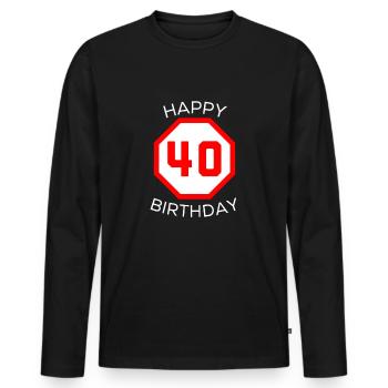 40th birthday - Men's Premium Organic Long Sleeve Shirt - black - Front - Nico (187cm)