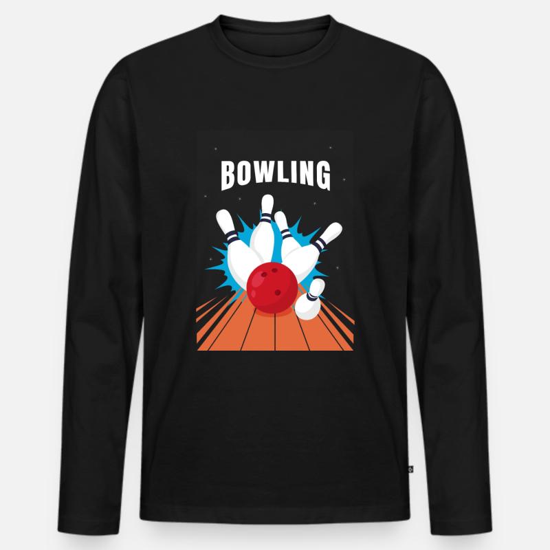 Bowling - Männer Premium Bio Langarmshirt - Schwarz