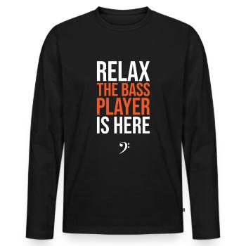 Relax The Bass Player Is here, bass guitar - T-shirt manches longues Premium bio Homme - noir - Devant - Nico (187cm)