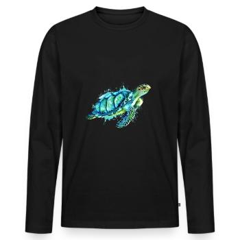 sea turtle - Men's Premium Organic Long Sleeve Shirt - black - Front - Nico (187cm)