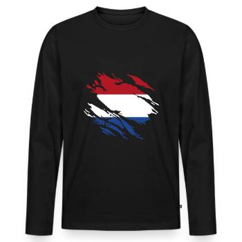 Pays-Bas Pavillon - T-shirt manches longues Premium bio Homme - noir - Devant - Nico (187cm)