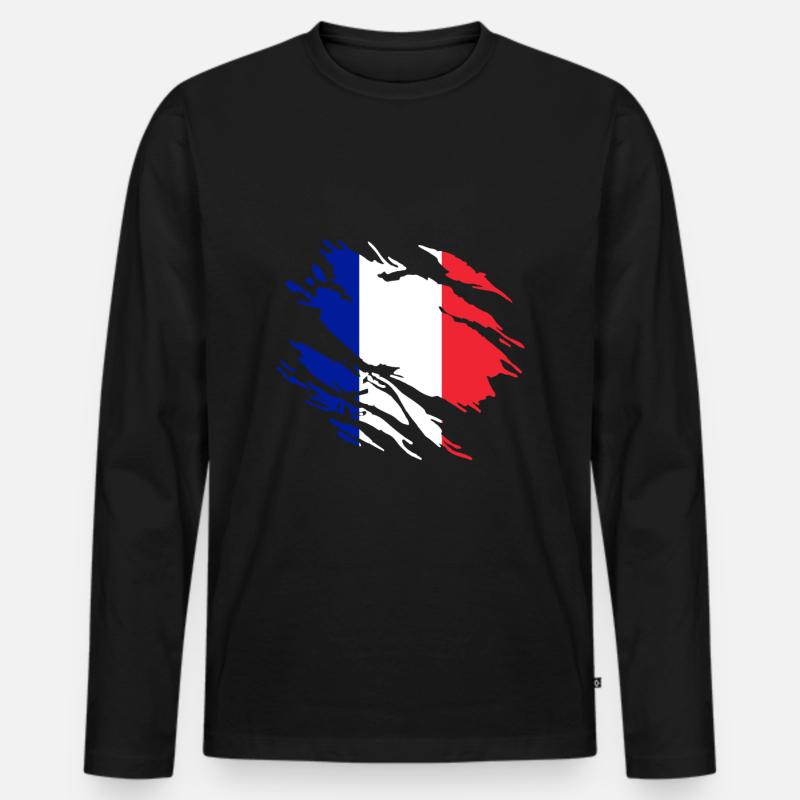 Frankreich Flagge - Männer Premium Bio Langarmshirt - Schwarz