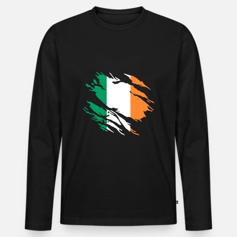 Irland Flagge - Männer Premium Bio Langarmshirt - Schwarz