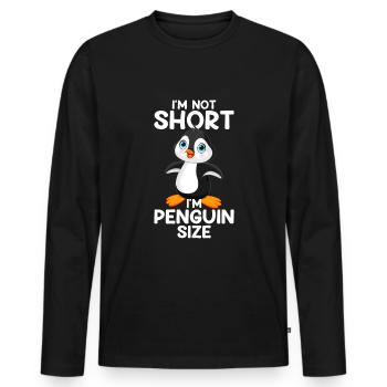 I'm Not Short I'm Penguin Size, penguin - Men's Premium Organic Long Sleeve Shirt - black - Front - Nico (187cm)