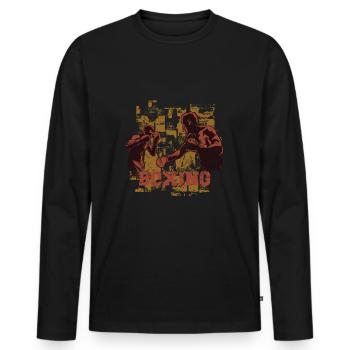 Boxing - Men's Premium Organic Long Sleeve Shirt - black - Front - Nico (187cm)