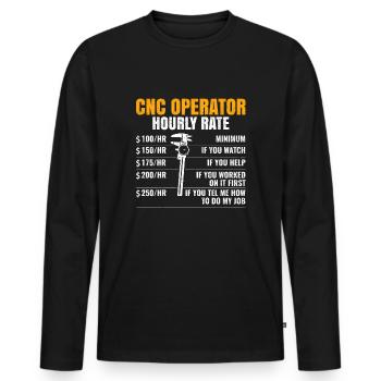 CNC Operator Hourly Rates cnc machinist - Men's Premium Organic Long Sleeve Shirt - black - Front - Nico (187cm)