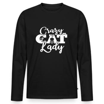Crazy Cat Lady femmes chats chat maman - T-shirt manches longues Premium bio Homme - noir - Devant - Nico (187cm)