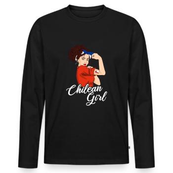 Chilean Girl funny Chilean chile - Men's Premium Organic Long Sleeve Shirt - black - Front - Nico (187cm)