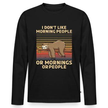 Je n'aime pas les gens du matin Paresse drôle - T-shirt manches longues Premium bio Homme - noir - Devant - Nico (187cm)