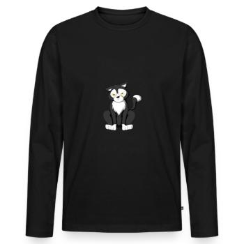 Je n'aime pas les chats du matin - T-shirt manches longues Premium bio Homme - noir - Devant - Nico (187cm)